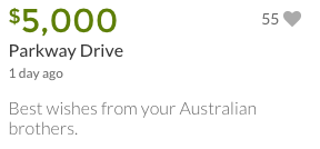 Screenshot GoFundMe Parkway Drive