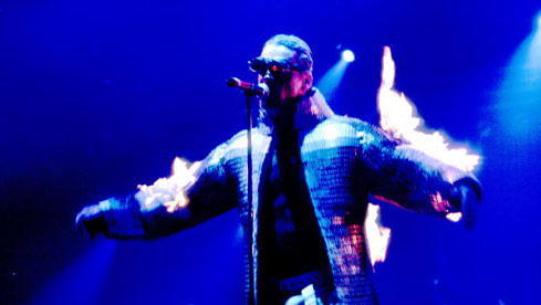 Till Lindemann mit Rammstein am 01.09.98 in Chicago.