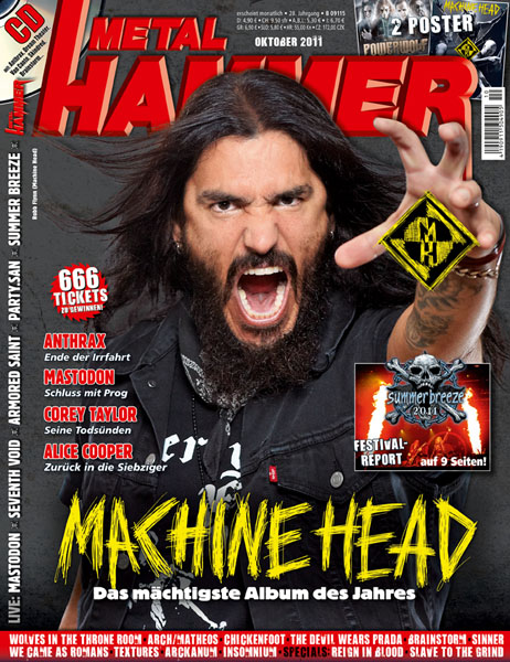 Machine Head auf dem Metal Hammer Cover im Oktober 2011