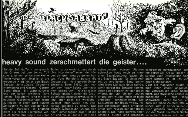 Black Sabbath Artikel in: Musikexpress 1/1971