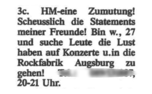 Kleinanzeigen aus dem METAL HAMMER-Archiv