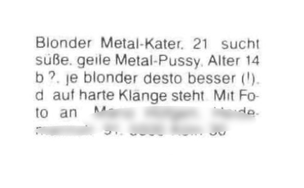 Kleinanzeigen aus dem METAL HAMMER-Archiv