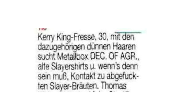 Kleinanzeigen aus dem METAL HAMMER-Archiv
