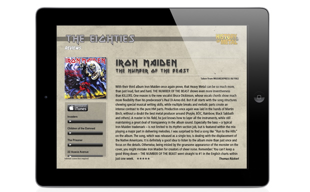 Eindrücke aus der METAL HAMMER iPad-App 'History of Metal'