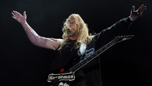 INDIO, CA - APRIL 23:  Musician Jeff Hanneman of Slayer performs onstage during The Big 4 held at the Empire Polo Club on ...