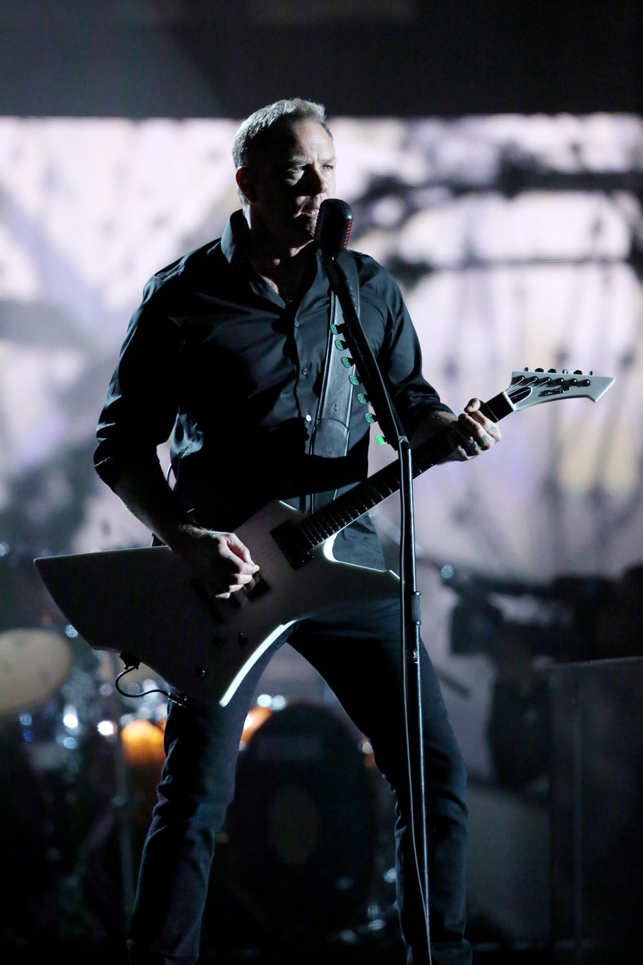 James Hetfield of Metallica performs 'One' at the 56th annual Grammy Awards at Staples Center on Sunday, Jan. 26, 2014, in...