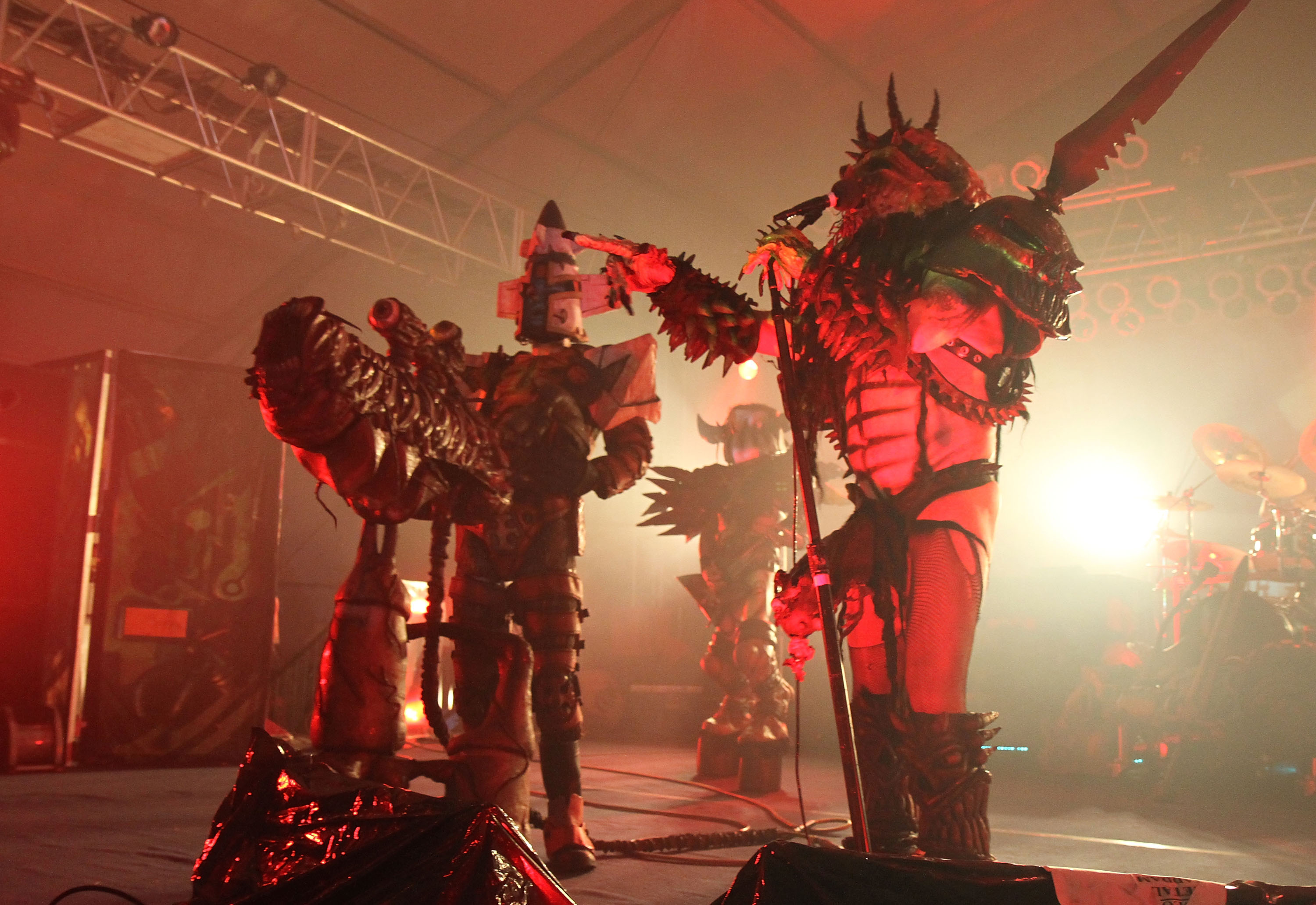 MANCHESTER, TN - JUNE 12:  Oderus Urungus (R) of GWAR performs onstage during Bonnaroo 2010 at The Other Tent on June 12, ...