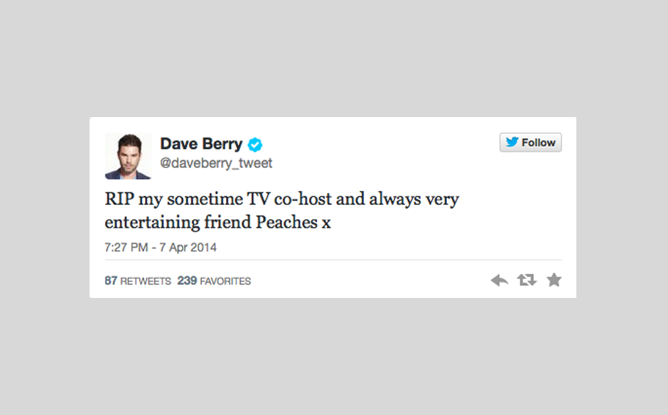 Dave Berry trauert um seine Co-Moderatorin