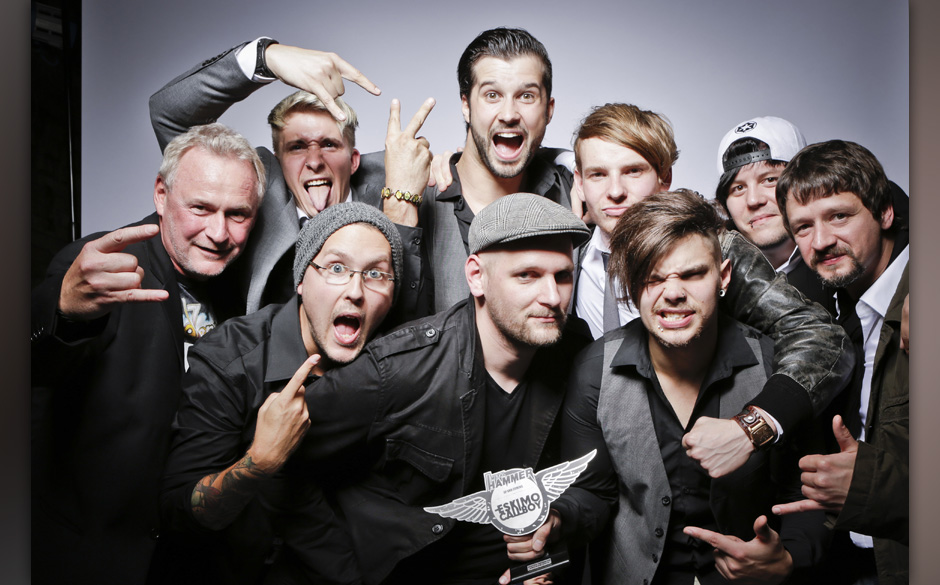So sehen Sieger aus: Eskimo Callboy feierten ihre Auszeichnung mit dem 'Up And Coming'-Award kräftig.