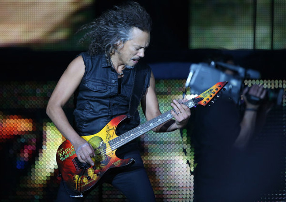 Kirk Hammet, Gitarrist der Band Metallica steht am 04.06.2014 in Hamburg auf der B¸hne der Imtech-Arena. Die US-Band Metalli