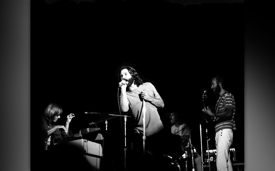 SAN DIEGO - August 22:   (L-R) Ray Manzarek, Jim Morrison, Jim Densmore and Robby Krieger The Doors perform at the Sports Are