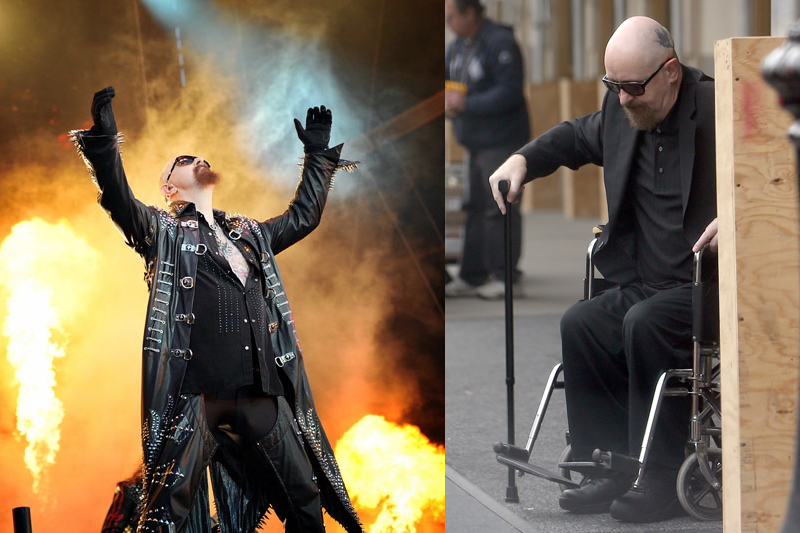 Rob Halford sitzt im Rollstuhl