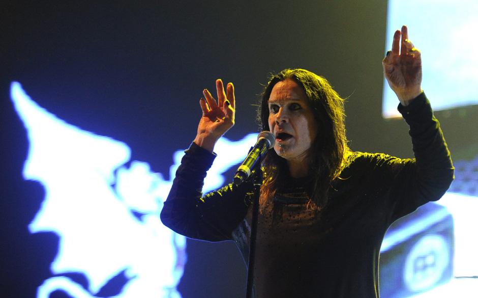 epa04259948 Singer Ozzy Osbourne of the English Heavy Metal Band 'Black Sabbath' on the Blue Stage stage during a concert at 