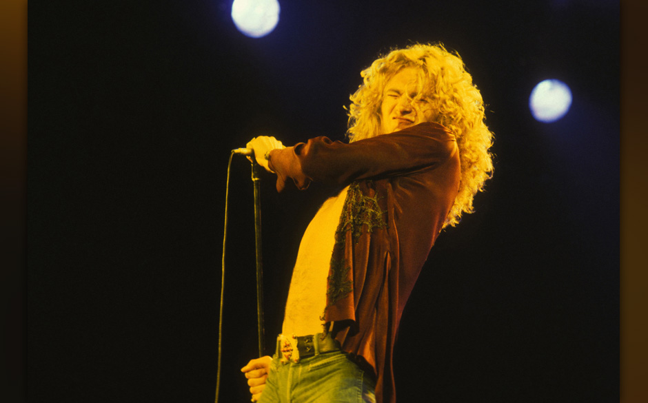 LOS ANGELES - JANUARY 01, 1979: Robert Plant from Led Zeppelin in concert circa 1979  in Los Angeles, California.  **EXCLUSIV