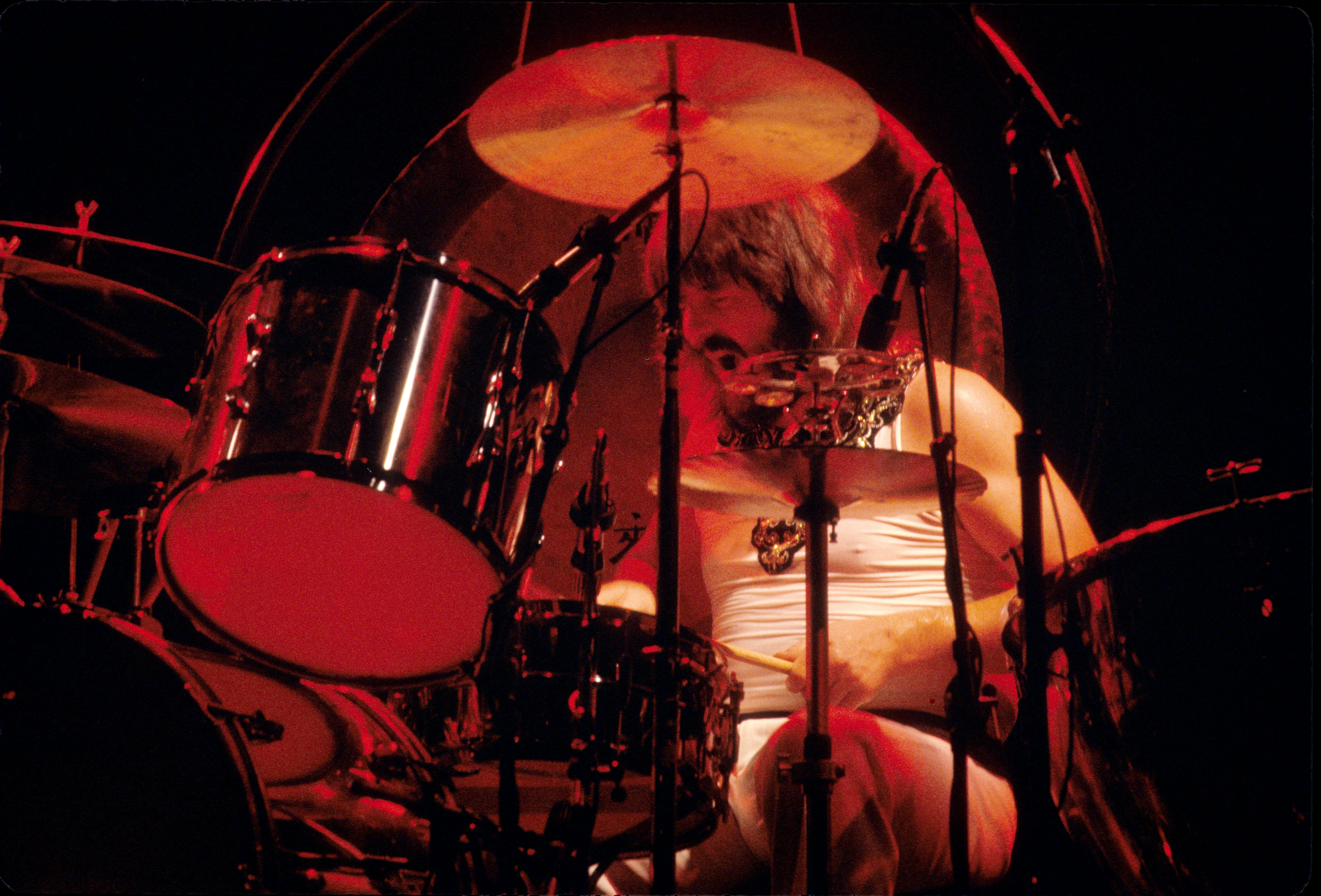 NEW YORK - JUNE: John Bonham from Led Zeppelin performs live on stage at Madison Square Garden, New York in June 1977 (Photo 