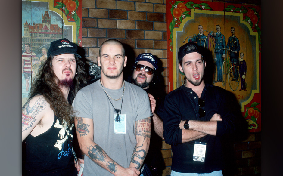 Pantera  From left to right: Dimebag Darrell, Phil Anselmo, Vinnie Paul, and Rex (Photo by Ron Galella, Ltd./WireImage)