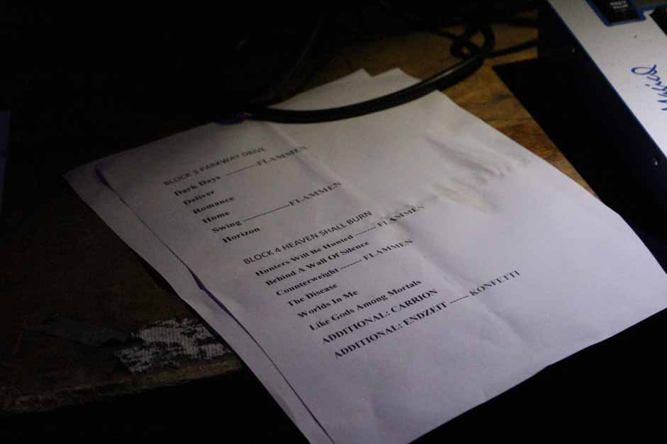 Backstage bei Heaven Shall Burn + Parkway Drive + Northlane + Carnifex, Tour 2014