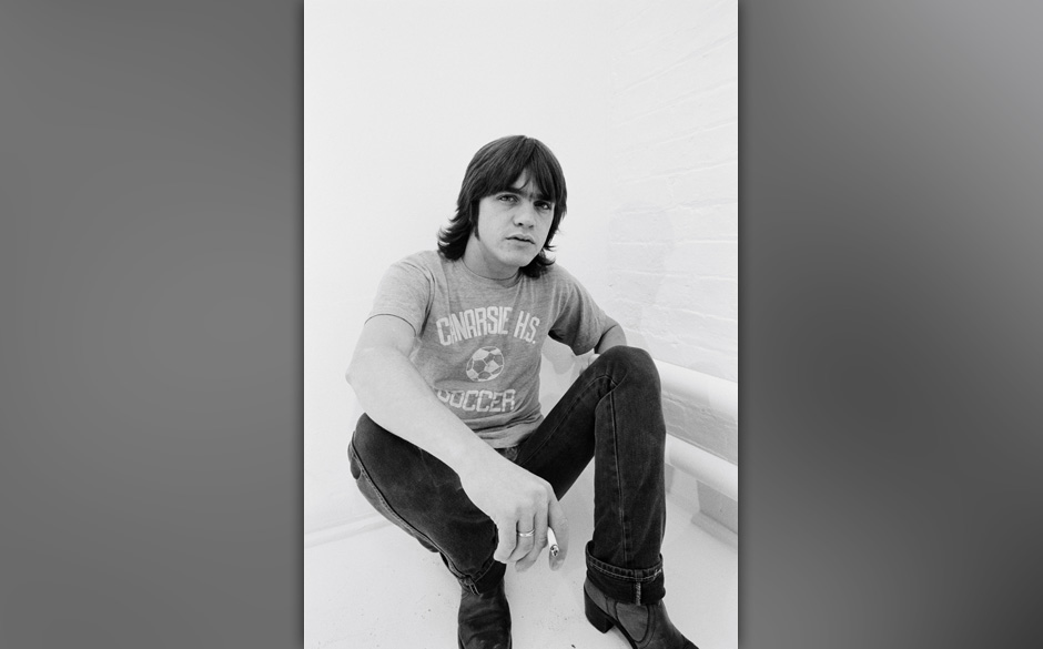 LONDON -  1st AUGUST: Rhythm guitarist Malcolm Young from Australian rock band AC/DC posed in a studio in London in August...
