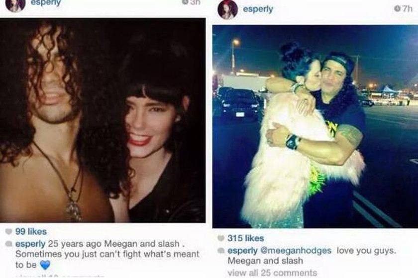 Bild von Slash und Meegan Hodges vor 25 Jahren und heute.jpg