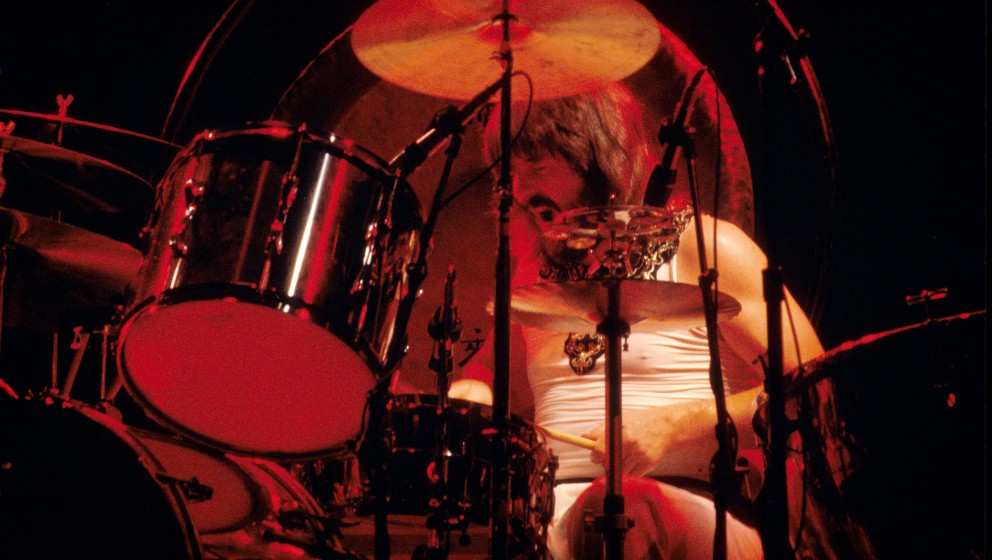NEW YORK - JUNE: John Bonham from Led Zeppelin performs live on stage at Madison Square Garden, New York in June 1977 (Pho...