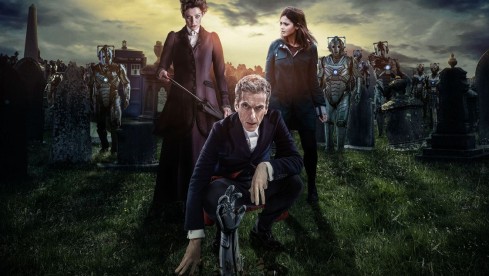 Missy (MICHELLE GOMEZ), The Doctor (PETER CAPALDI), Clara (JENNA COLEMAN) and Cybermen