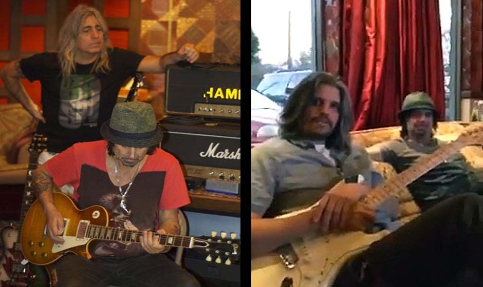 Mikey Dee und Phil Campbell (Motörhead) bei den Aufnahmen-Phil Campbell mit Studio-Nachbar Adam Jones (Tool)