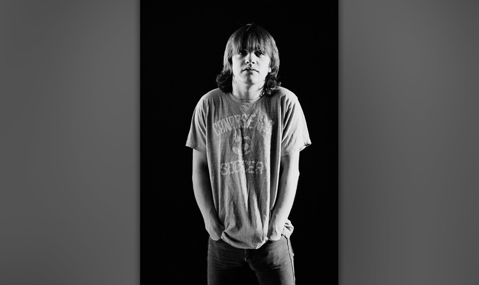 LONDON -  1st AUGUST: Rhythm guitarist Malcolm Young from Australian rock band AC/DC posed in a studio in London in August...