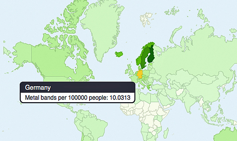 Die Metal-Band-Dichte für Deutschland