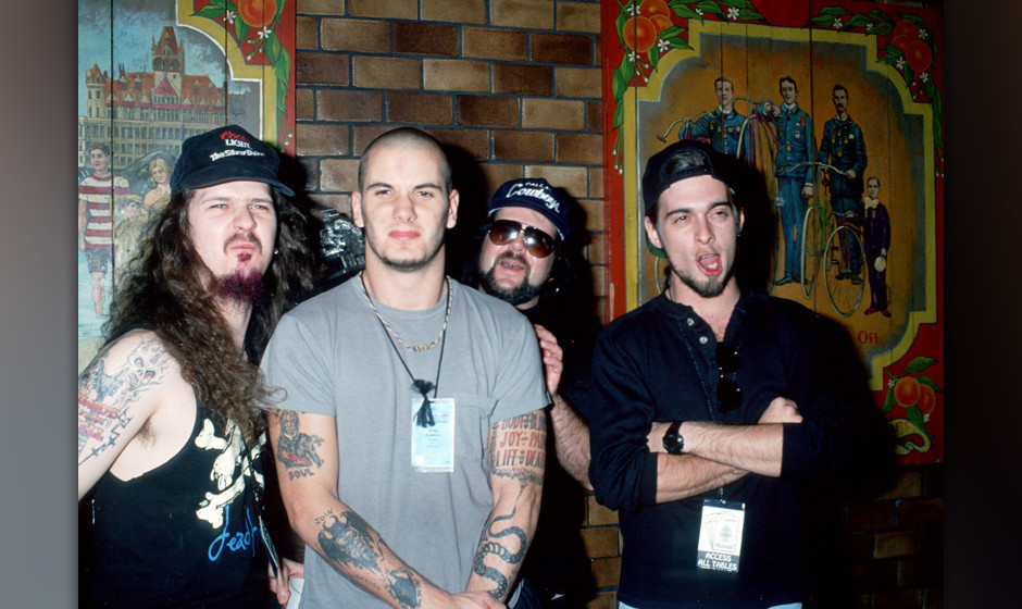 Pantera  From left to right: Dimebag Darrell, Phil Anselmo, Vinnie Paul, and Rex (Photo by Ron Galella, Ltd./WireImage)