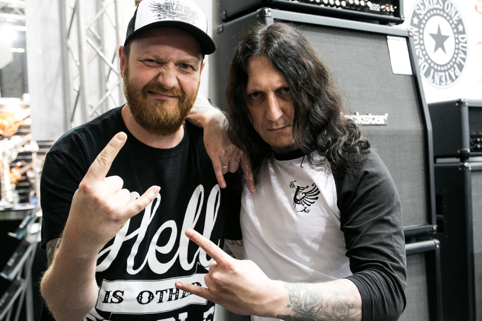 Fabian Schwarz (The New Black), Arkadius Antonik (Suidakra), Musikmesse Frankfurt 2015