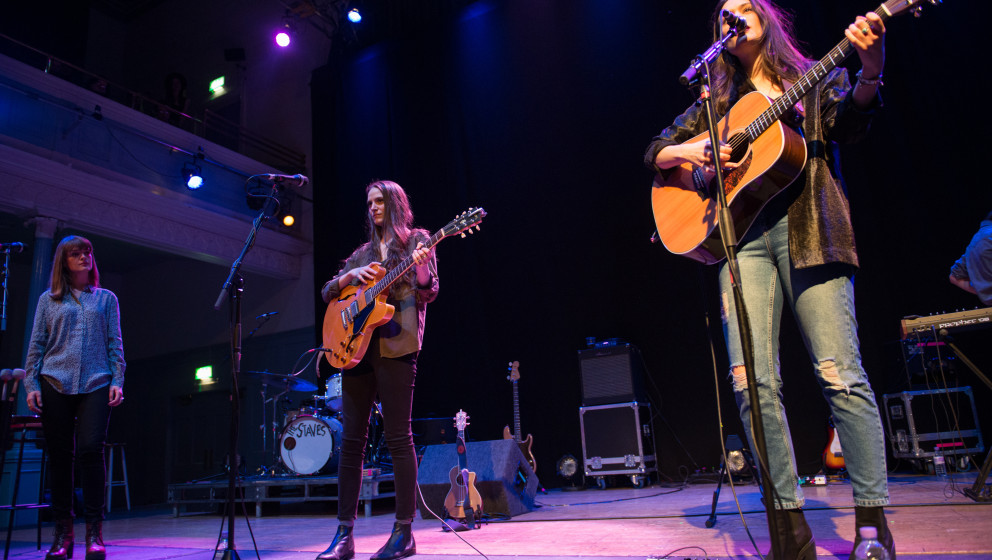 EDINBURGH, UNITED KINGDOM - FEBRUARY 07: Camilla Staveley-Taylor of The Staves performs on stage at Queens Hall on Februar...