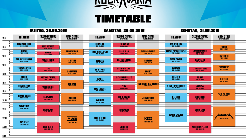 Timetable für das Rockavaria