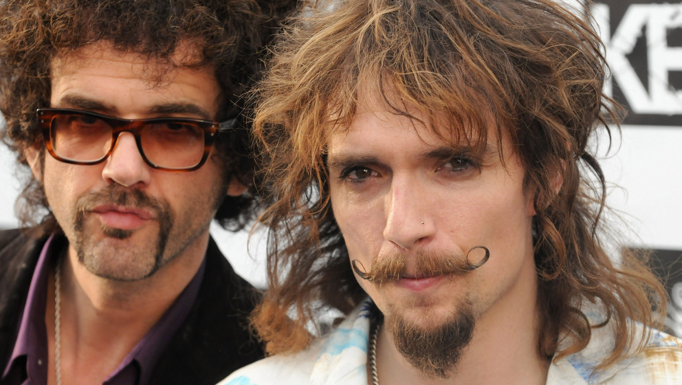 Frankie Poullain and Dan Hawkins from the band The Darkness attend The Relentless Energy Drink Kerrang! Awards at The Brew...