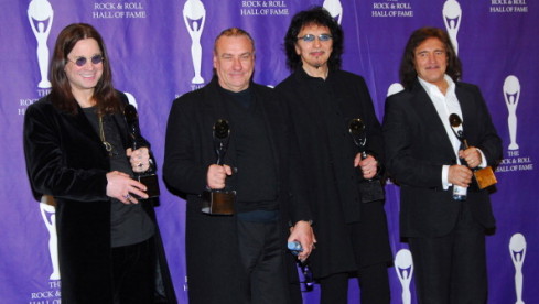 Ozzy Osbourne, Bill Ward, Tony Iommi and Geezer Butler of Black Sabbath, inductees (Photo by Michael Loccisano/FilmMagic)