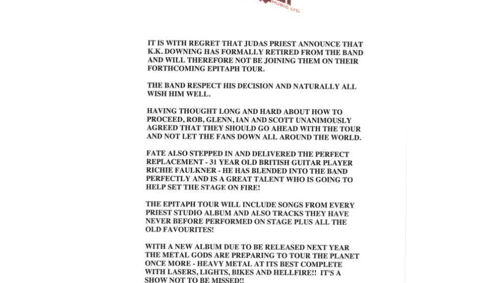 Statement von Judas Priest