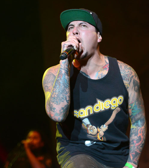 INGLEWOOD, CA - MARCH 14:  Singer Sonny Sandoval of P.O.D performs onstage at The Forum on March 14, 2015 in Inglewood, Ca...