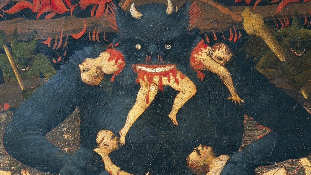 ITALY - CIRCA 2002:  Florence, Museo Di San Marco (Art Museum) Hell with damned being devoured by a devil, detail from The La