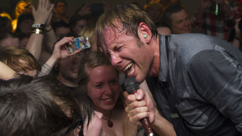 CARDIFF, WALES - JULY 22:  Geoff Rickly of No Devotion perform at CF10 in the Cardiff University Students' Union on July 2...