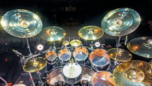 LONDON, UNITED KINGDOM - DECEMBER 7: A Yamaha Absolute Birch drum kit belonging to American heavy metal musician Dave McCl...