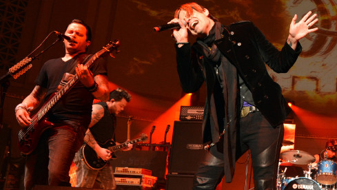 NASHVILLE, TN - OCTOBER 09: Hinder performs onstage during the Agency Group Party at at IEBA Conference Day 3 at the War M...