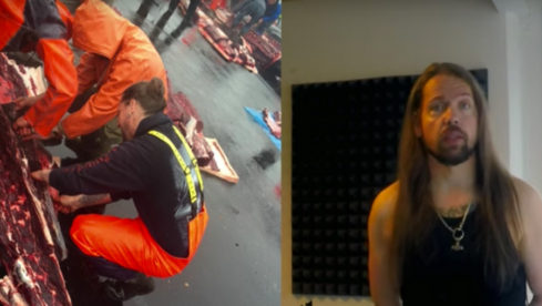 Heri-Joensen bei der Wal-Schlachtung.