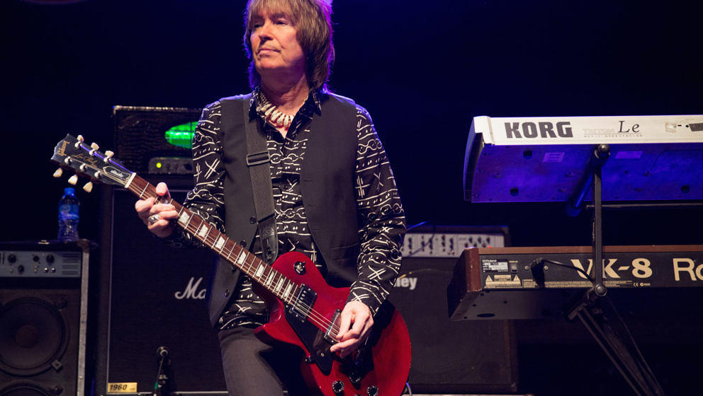 MANCHESTER, UNITED KINGDOM - APRIL 19: Paul Raymond of UFO performs on stage at The Ritz, Manchester on April 19, 2015 in Man