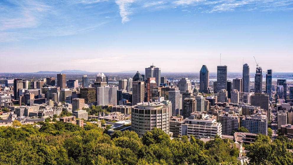 High angle view on Montreal downtown