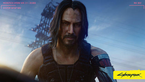 Keanu Reeves in seiner Rolle als Johnny Silverhand in „Cyberpunk 2077“