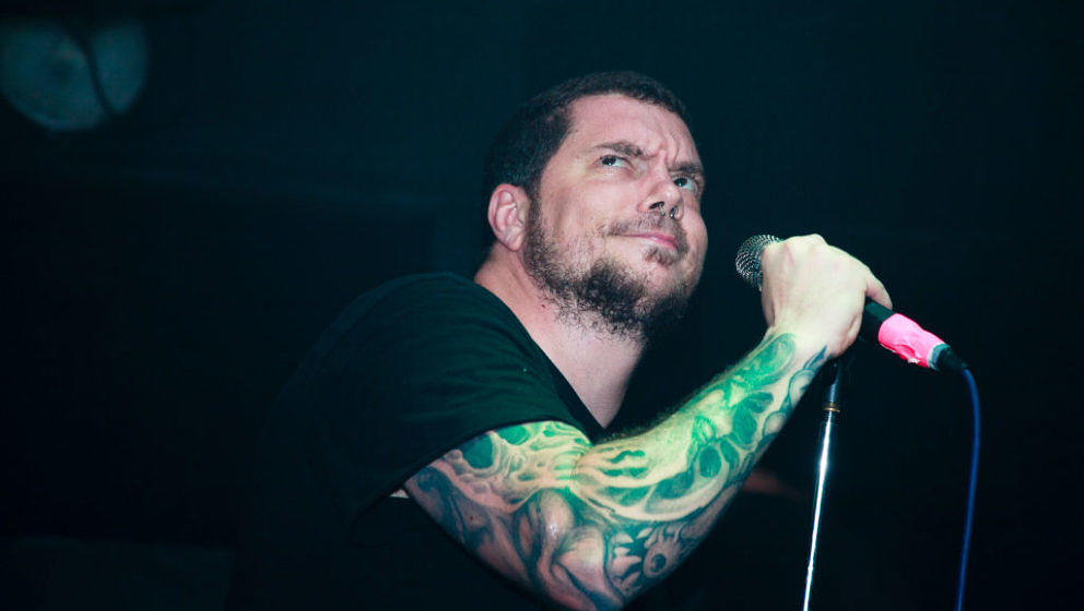 LEEDS, UNITED KINGDOM - MARCH 13: Mark Hunter of Chimaira performs on stage at Cockpit on March 13, 2012 in Leeds, United Kin