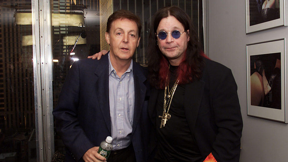 Paul McCartney and Ozzy Osbourne at the Howard Stern Show in New York City, 10/18/01. Photos by Frank Micelotta/ImageDirect.