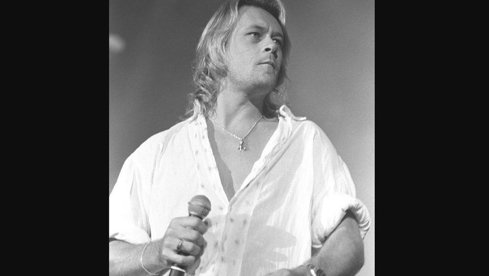 Singer Brian Howe is shown performing on stage during a live concert appearance with Bad Company on March 29, 1991. (Photo by