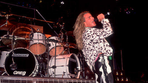 Mike Tramp mit White Lion im Poplar Creek Music Theater, Hoffman Estates, Illinois, am 12. Juli 1989