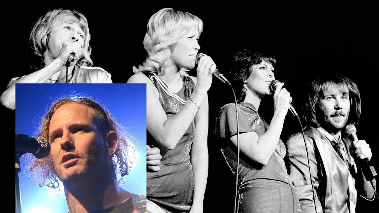 Corey Taylor (l.u.) findet den seltsamen europäischen Sound von Abba dufte