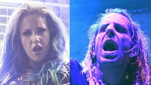 Alissa White-Gluz (Arch Enemy) und Randy Blythe (Lamb Of God) (v.l.) spielen bei ‘The Virginia Bitches’ mit